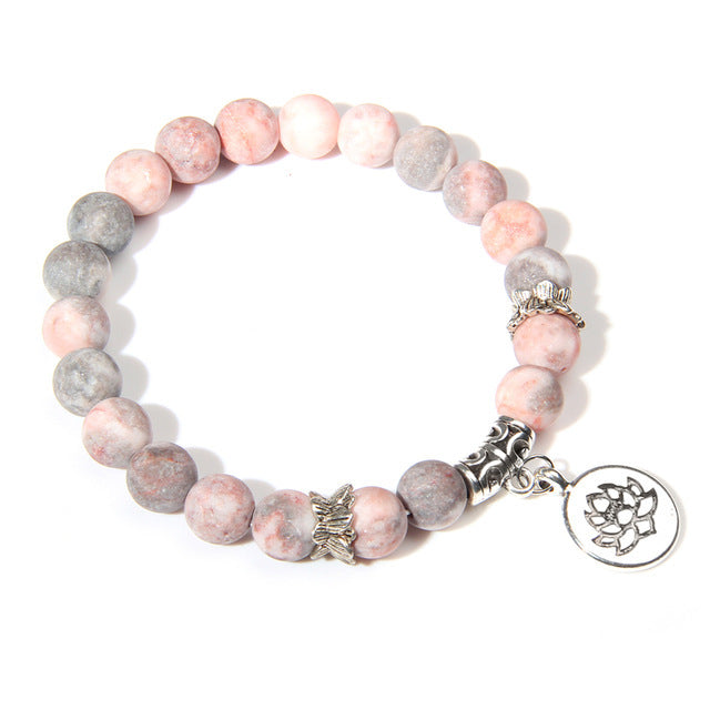 Handmade natural stone lotus bracelet