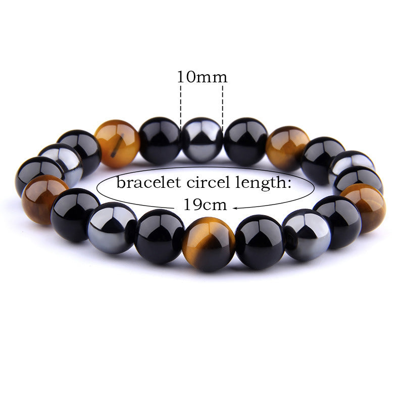 Men's Tiger's Eye Obsidian Hematite Elastic Bracelet