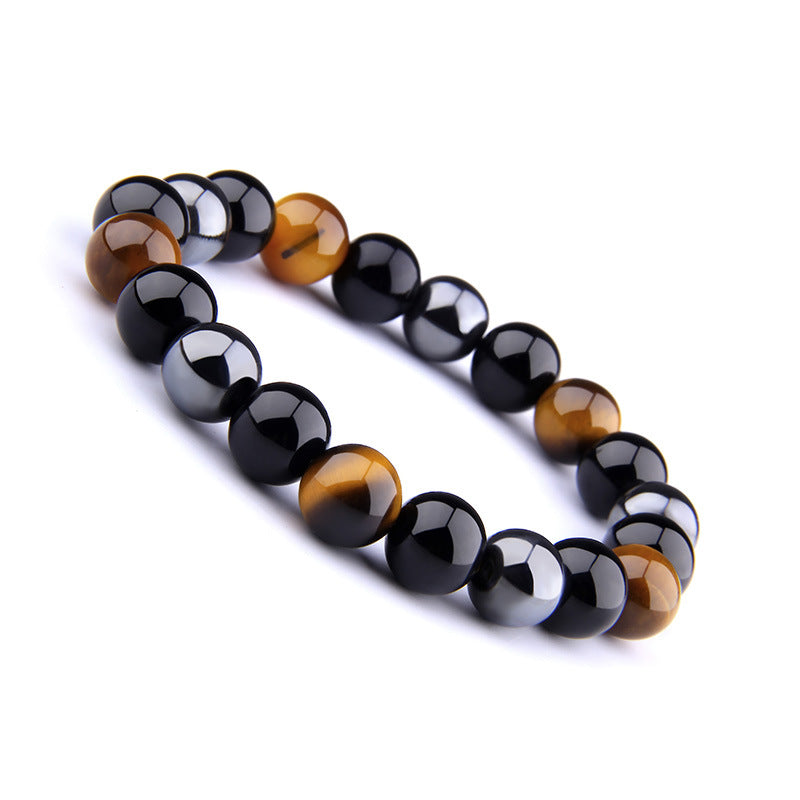 Men's Tiger's Eye Obsidian Hematite Elastic Bracelet