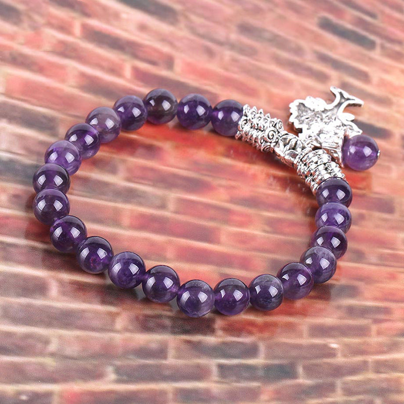 Aura Energy Lavender Tree Of Life Charm Crystal Bracelet