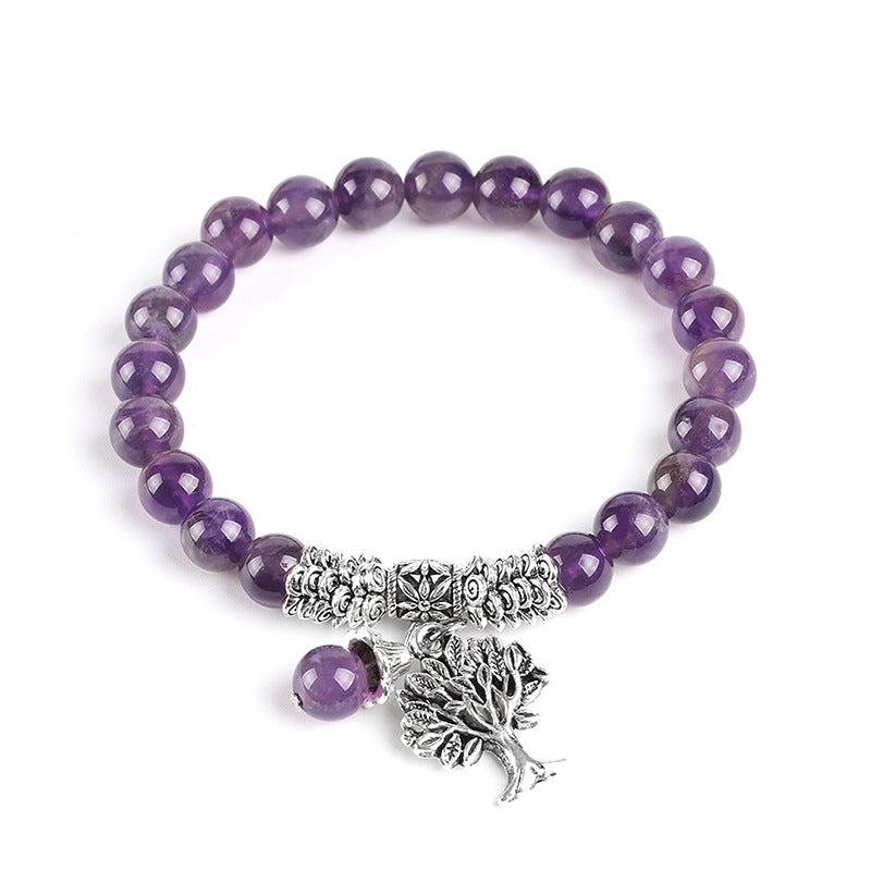 Aura Energy Lavender Tree Of Life Charm Crystal Bracelet