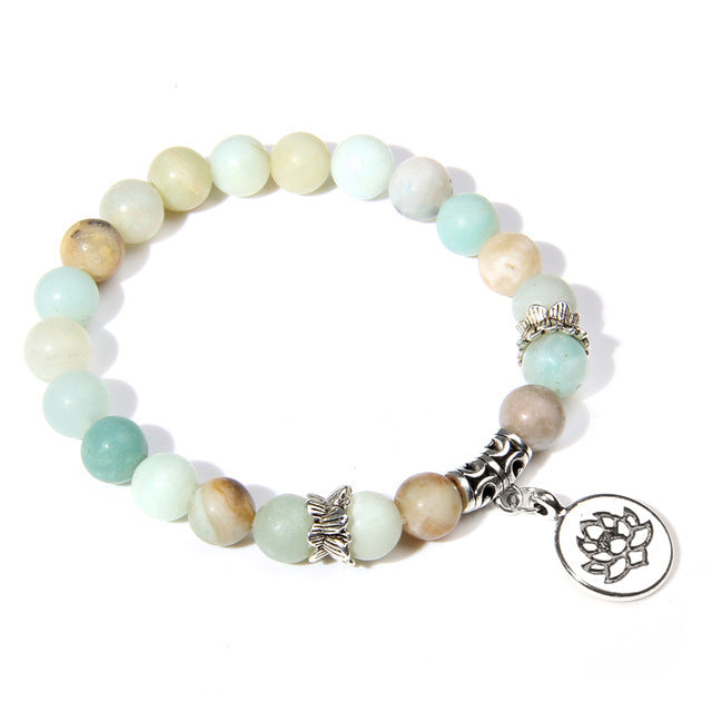 Handmade natural stone lotus bracelet