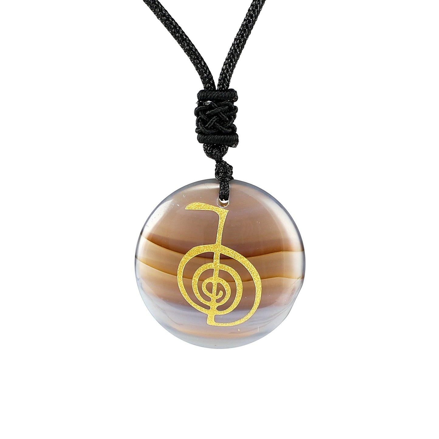 Natural Crystal Agate Stone Carving Spiral Aura Pendant Necklace Jewelry