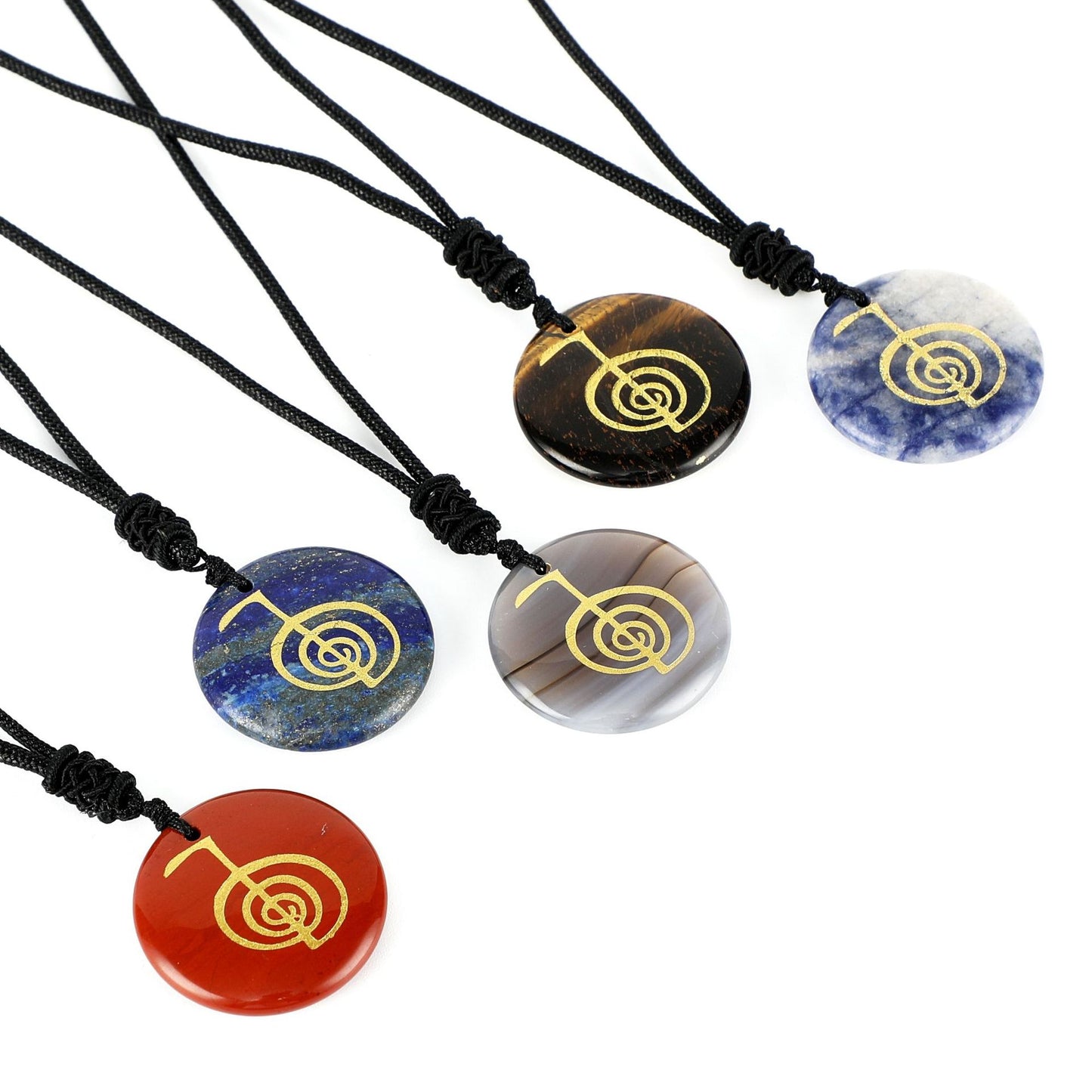 Natural Crystal Agate Stone Carving Spiral Aura Pendant Necklace Jewelry