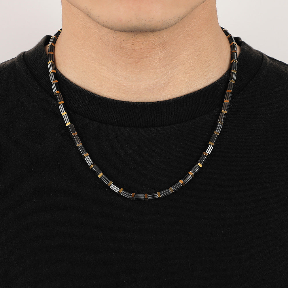 Cross-border European And American Ins Style Rock Hip-hop Black Gallstone Necklace