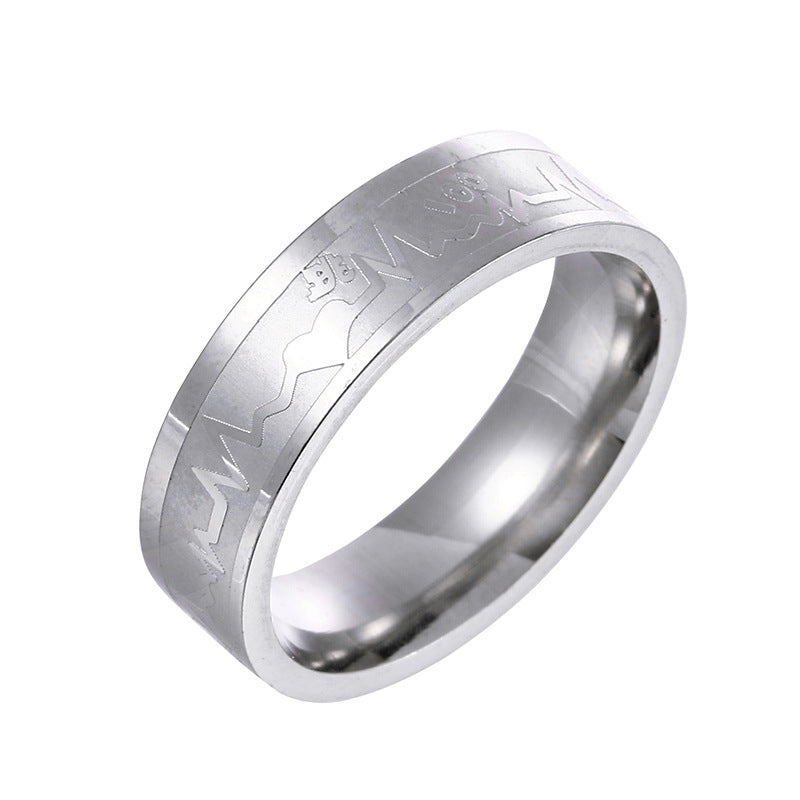 Men's And Women's Fashion Titanium Steel ECG Ring