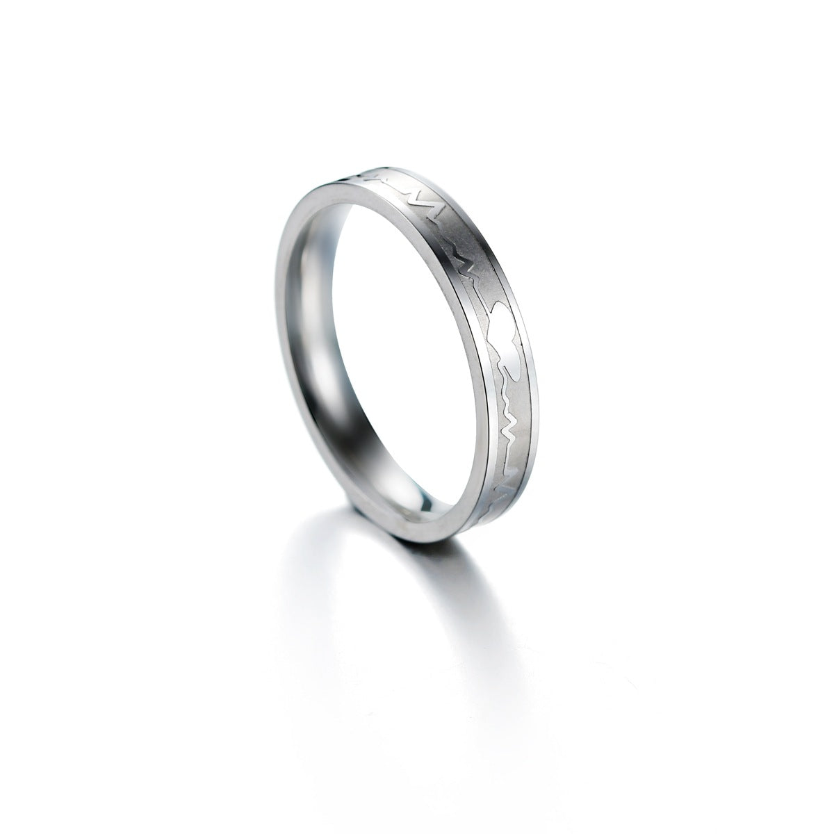 Men's And Women's Fashion Titanium Steel ECG Ring