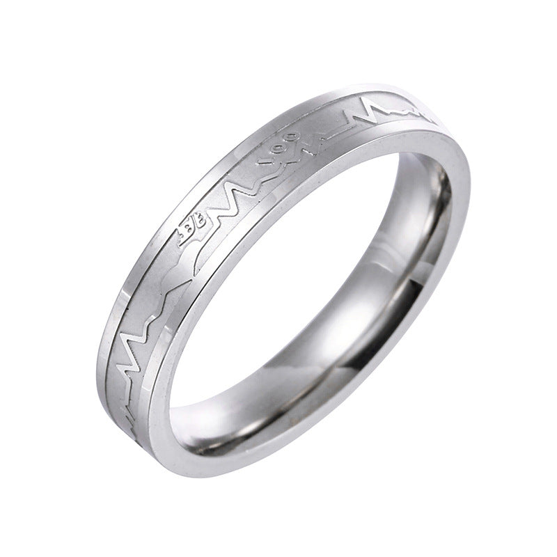 Men's And Women's Fashion Titanium Steel ECG Ring