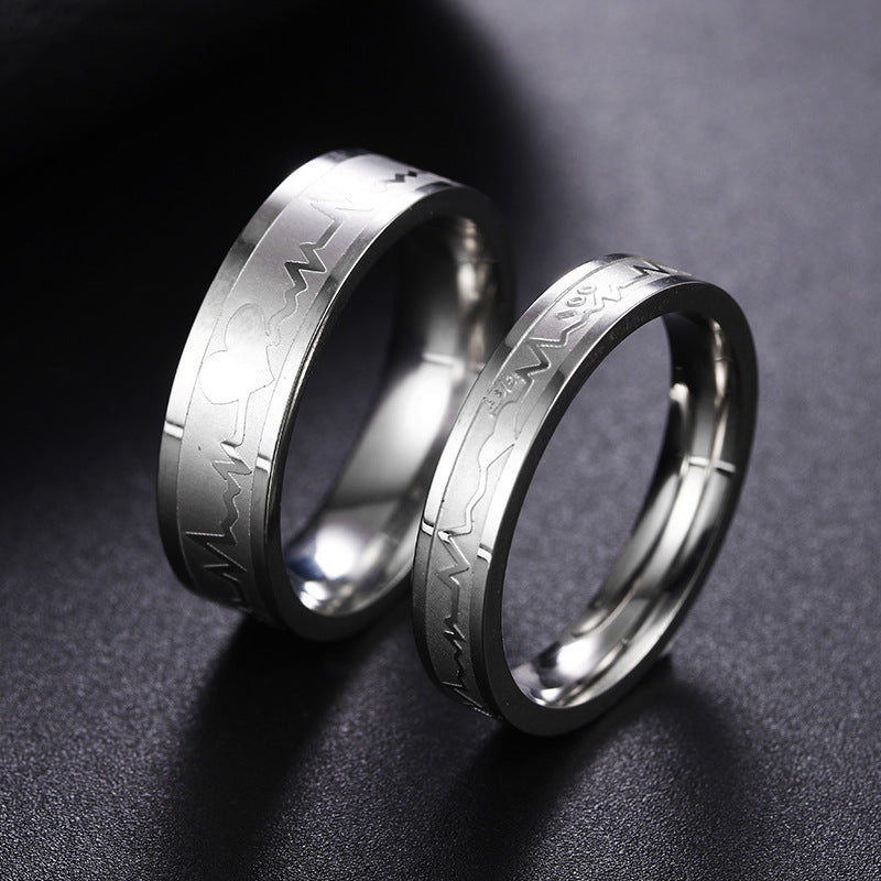 Men's And Women's Fashion Titanium Steel ECG Ring